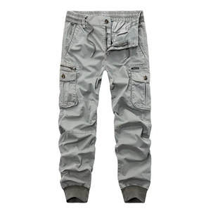 Wholesale <b>Men's</b> Relax Fit Canvas Cargo Pants 6 Pocket Jogger <b>Elastic</b> Waist Flat Front OEM Service Casual Wear - Product Image 3