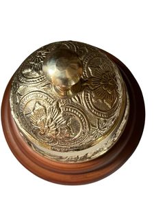 Golden Antique <b>Brass</b> Floral Design Push Table Call <b>Bell</b> Manual Press Desk <b>Bell</b> for Office School Hotel Nautical Gift - Product Image 4