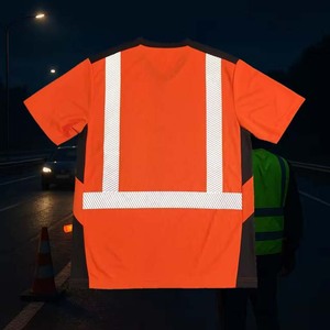 เสื้อยืดคอกลมแขนสั้นสีส้มสะท้อนแสงสำหรับชุดทำงาน - Product Image 4