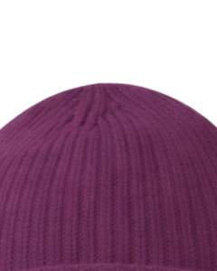 หมวกบีนนี่ถักลายริบสีม่วงแบบกำหนดเอง พร้อมโลโก้ปักสีขาว อุ่นสบายในฤดูหนาว ผลิตจากอะคริลิกนุ่ม ผลิตตามสั่ง หมวกแบบมีขอบสำหรับทุกเพศ - Product Image 4