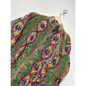 Veste en velours Suzani de luxe pour femmes, style bohème, col montant, broderie florale, vêtements d'extérieur ethniques d'hiver - Product Image 5