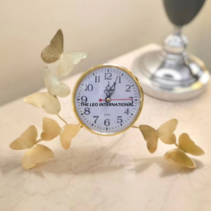 Best Looking Aluminum Metal Butterfly Shape Gold Antique Finish Home <b>Table</b> <b>Clock</b> Classic Look Sustainable Feature - Product Image 1