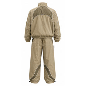 <b>Men</b> <b>Khaki</b> Windbreaker <b>Tracksuit</b> 300 GSM Full Zip Custom Logo Stand Collar 100% Nylon Athletic Wear Side Pockets Set - Product Image 5