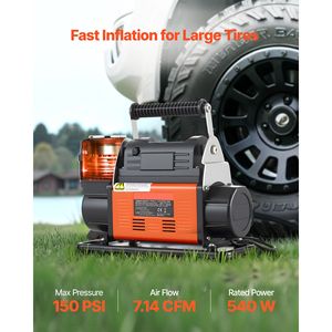 Compressore d'Aria Portatile 12V per Auto, 7.14 CFM 150PSI, Gonfiatore Pneumatici con Display LCD Digitale, Certificato RoHS - Product Image 2