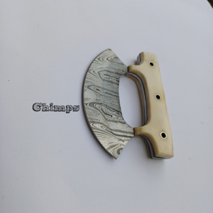 Couteau Ulu en acier Damas avec logo personnalisé Nouveau design Couteau à désosser avec meilleure poignée pour la cuisine et la découpe de pizzas dans les restaurants - Product Image 3