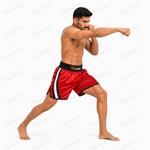 Professional Boxing Fight Shorts 170 GSM Polyester Spandex Stretch Quick Dry Muay Thai Kickboxing MMA Training Trunks Custom <b>Log</b> - Product Image 3