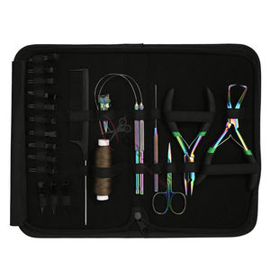 Rainbow Hair Extension Tool Set with Iridescent Trimming Shears Rat Tail Comb Micro Link Installation Plier <b>Bead</b> <b>Threading</b> Hook - Product Image 6