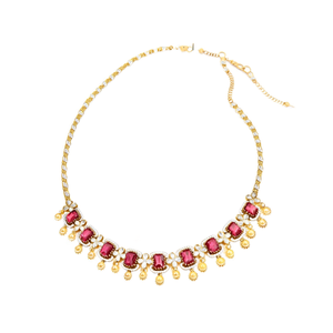 Zircon High Neck Choker-Premium Gold Plated Brass Wedding Fashion Jewelry Set - Product Image 3