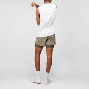 Custom Casual Solid Color Cotton Shorts <b>Mid</b> Waist Drawstring Closure Breathable Anti-Wrinkle Short Length Woven Fabric Wear Men - Product Image 2