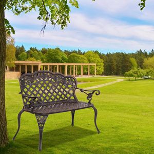 Panca da Giardino in Alluminio Pressofuso Serie YS, 42,5 Pollici, per Coppie, Stile Leisure Rose - Product Image 1