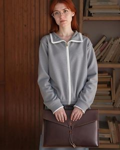 Genuine Leather Portfolio Folder Document <b>Bag</b> with A4 Size File Organizer for Laptop & <b>Tablet</b> Men & Women - Product Image 5