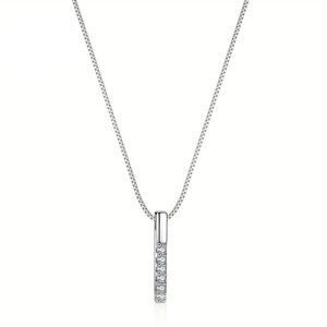 AMBER JEWELS T-2966 Collier pendentif lettre T minimaliste en argent plaqué 925, chaîne unisexe pour tous les jours, serti de moissanite - Product Image 3