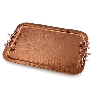 Stainless Steel Hotel Accessories Supplies Table Decorative Serving <b>Tray</b> With Floral Handle <b>Snacks</b> Dessert Server Ware Platters - Product Image 3