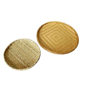 Eco Friendly Handmade Round <b>Bamboo</b> Tray Natural Woven Serving Tray for Bread Fruit Food Display and Dining <b>Table</b> - Product Image 3