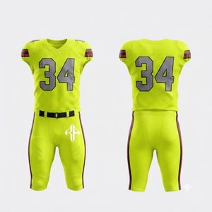 Uniforme de Fútbol Americano Amarillo para Hombre, Cuello en V, Secado Rápido, Transpirable, Impresión por Sublimación, Material 100% Poliéster, Alta Calidad - Product Image 1