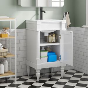 Mobile Bagno Moderno da 18 Pollici con Lavabo, Armadietto Autoportante con Anta per Spazi Ristretti, Vanità Bagno Moderne - Product Image 3