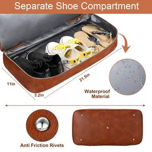 Sac de voyage en cuir de vachette, style personnalisé, sac de voyage en toile - Product Image 4