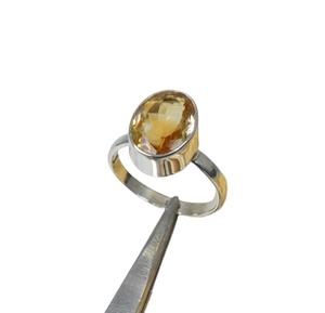 Bague cabochon en citrine naturelle faite à la main 925 bague en argent sterling massif 925 bijoux en argent estampillé en argent - Product Image 1