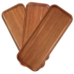 Plat de service rectangulaire en bois avec logo personnalisé, écologique, pour hôtel, restaurant, sushis, snacks et charcuterie - Product Image 1