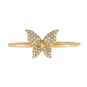 Wholesale Jewelry Fashion Trendy <b>Dainty</b> Butterfly <b>Rings</b> 925 Silver Lab Grown Diamond in 10K 14K 18K Yellow Gold Birthday Gift - Product Image 1