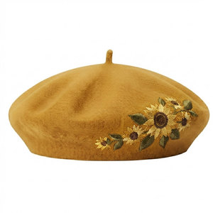 Premium Merino Wool Felt <b>Beret</b> Hat with Lightweight Design Unisex Adjustable Refined Embroidery for Winter Outdoor Use - Product Image 1