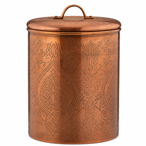 Boîte de rangement en cuivre gravée, boîte de cuisine décorative, fabricant - Product Image 1