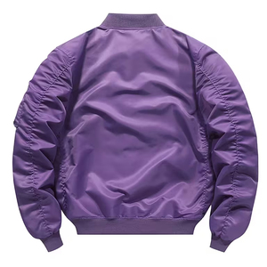 Chaquetas Bomber Casuales para Hombre 100% Poliéster, Color Morado, Cierre de Cremallera, Mangas Largas, Cuello Alto, Chaquetas Bomber para Hombre - Product Image 3