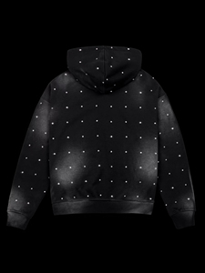 New Winter Acid Wash Streetwear DLS Pullover Hoodie Custom DTG Printing <b>Zip</b> Rhinestone Men's Heavyweight 100% Cotton - Product Image 2