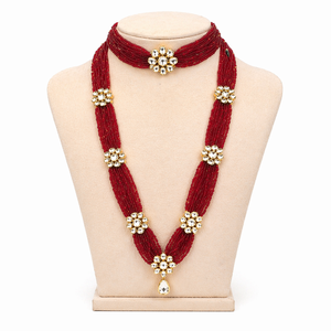 Indian Stylish Layered Pearl Rani Haar Long Kundan Necklace Zircon Alloy Jewellery Set Wedding Engagement Party Gift Hiphop Gold - Product Image 3