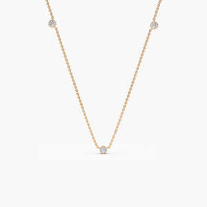 Collar de Diamantes Naturales de 0.19Ct con Engaste de Bisel, Collar de Diamantes Naturales en Oro Puro de 14K, Collar Minimalista Simétrico - Product Image 2