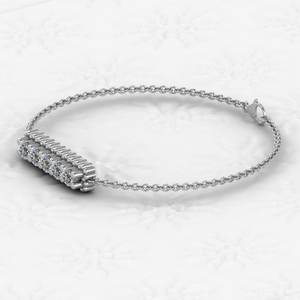 Pulsera de Cadena Mini Barra Personalizada con Zirconia Engastada en Oro de 18k y Plata 925, Joyería Fina Minimalista para Mujer, Superventas - Product Image 6