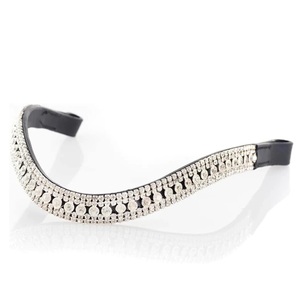 Fronture de cheval en cuir avec cinq rangées de cristaux transparents, qualité export, disponible dans toutes les tailles au meilleur prix - Product Image 1