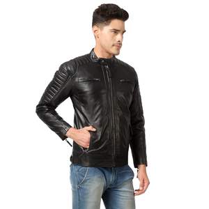 Chaqueta Bomber de Cuero Genuino Vintage de Alta Calidad, Unisex, Casual, Clásica, con Cuello Alto, Cierre de Cremallera, Impermeable, Camuflaje - Product Image 4