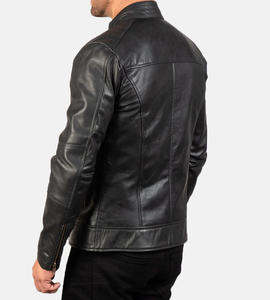 Blouson en cuir classique de luxe pour homme, nouvelle collection hiver, fermeture éclair horizontale, style motard, grande taille, mode masculine transfrontalière - Product Image 4