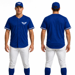 Camiseta de Béisbol Azul Personalizada, Lisa, Deportiva, Transpirable, Uniforme de Equipo, Venta al Por Mayor para EE. UU. y Europa, OEM - Product Image 1