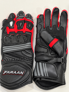 Guantes de Motociclismo de Cuero Rojo y Negro de Primera Calidad, con Protección en los Nudillos, Guantes Deportivos para Motocicleta, OEM - Product Image 3