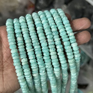 Perles d'Amazonite Naturelle Facettées Rondelles, Fil de 8 Pouces, 8MM 9MM, Grande Taille, Pierre Précieuse d'Amazonite pour la Fabrication de Bijoux, Prix de Gros - Product Image 4
