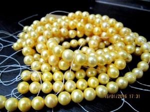 Perles de culture dorées naturelles, véritables perles jaunes, brins de 5 pouces de long - Product Image 5