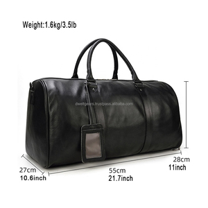 Custom Logo Genuine Leather Zipper Duffel Bag Waterproof Travel Gym Sports Lightweight Foldable OEM Private Label Manufacturer - Product Image 4