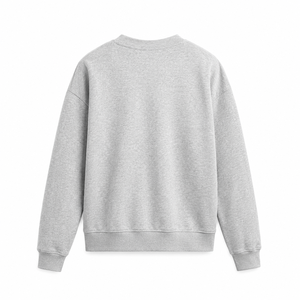 Sudadera de Cuello Redondo Gris para Hombre, Corte Holgado, Color Sólido, Tejida, 100% Algodón, Ropa Casual de Otoño - Product Image 3