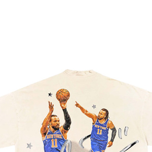 <b>Men's</b> Oversized Short Sleeve T-Shirt Basketball Player Print Formal <b>Turtleneck</b> 100% Cotton Knitted Silk Screen Printed Jersey - Product Image 2