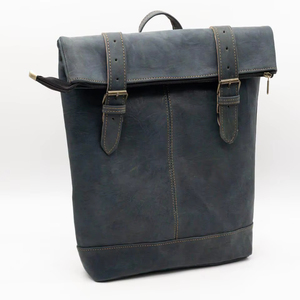 Premium Pull Up Leather Roll Top Backpack High Gloss <b>Rucksack</b> For Luxury Markets Durable Business Bag LRTB-0181B - Product Image 1