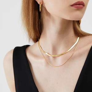 Collar <span class=keywords><strong>de</strong></span> cadena <span class=keywords><strong>de</strong></span> serpiente plana <span class=keywords><strong>de</strong></span> <span class=keywords><strong>acero</strong></span> <span class=keywords><strong>inoxidable</strong></span> 304 chapado en oro <span class=keywords><strong>Hoya</strong></span> al por mayor, gargantilla unisex, joyería <span class=keywords><strong>de</strong></span> moda, collares en capas - Product Image 1