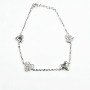Pulsera Romántica de Aleación con Baño de Rodio y Cristales de Imitación, Diseño de Corazón, Cadena para Mujer, Regalo de Joyería - Product Image 6