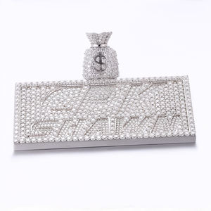 Pendentif à thème argent avec cristaux en strass, charme hip-hop pour hommes - Product Image 2