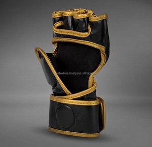 Gants d'entraînement de boxe MMA demi-doigts en cuir véritable de haute qualité, personnalisables, avec fermeture auto-agrippante et respirants, vente en gros - Product Image 3