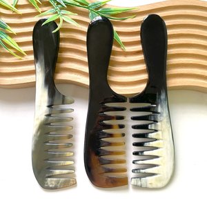 <b>Personalized</b> Handmade Natural Buffalo Sparse Teeth Horn Comb Anti-Static Pocket Comb Middle Ages Comb for Head <b>Massage</b> Helps - Product Image 5
