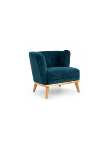 Fauteuil lounge en cuir de luxe de style mid-century avec structure en bois naturel, fauteuil confortable pour salon, hôtel, café, mobilier - Product Image 3
