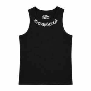 Débardeur en tricot gris pour homme avec logo brodé au dos, col rond décontracté, sans manches - Product Image 4