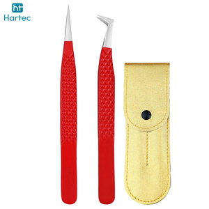 2026 Red Color Ergonomic Textured Handle Durable High-Performance OEM ODM Service Eyelash Extension and Volume Tweezers - Product Image 2